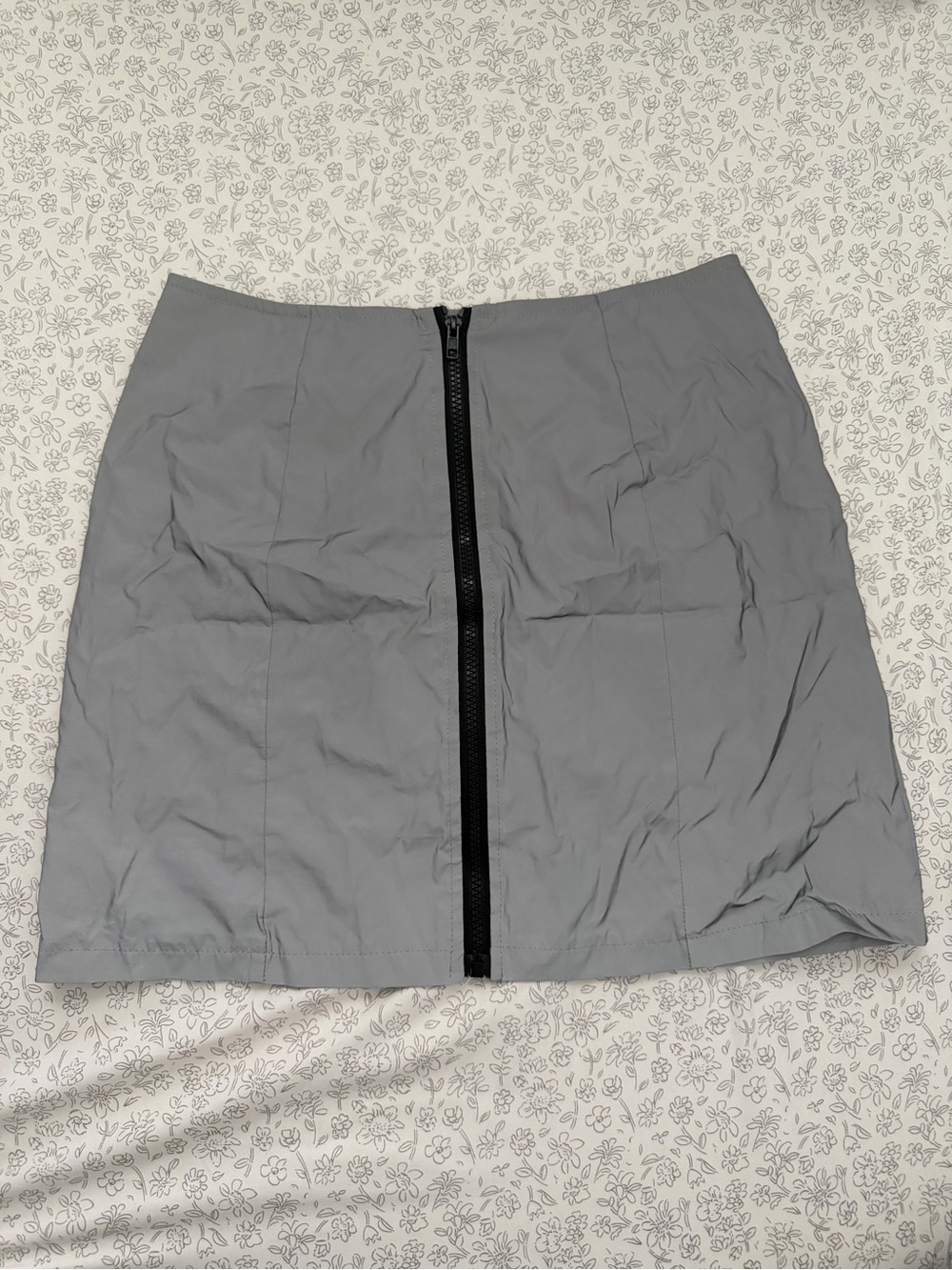 Gray A-Line Skirt with Front Zipper